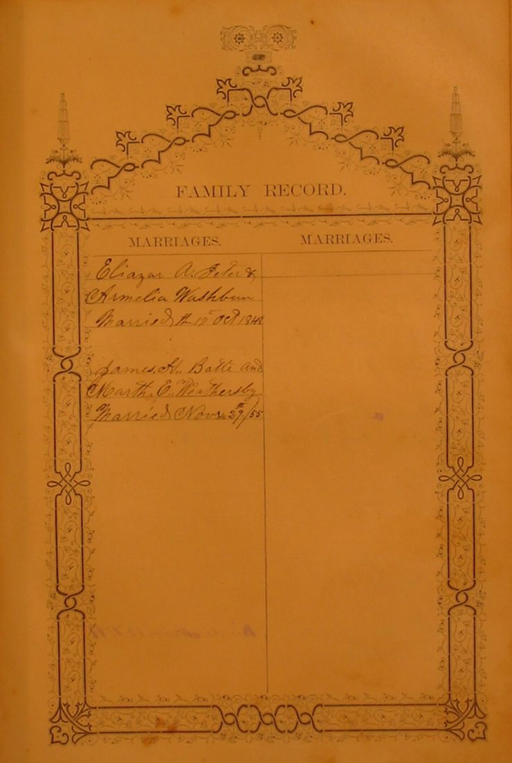 Batte Family Bible 1871 Marriages
