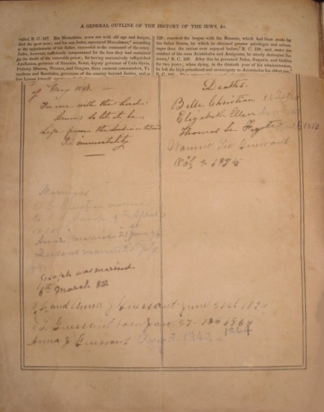 Guerrant Marriages and Deaths