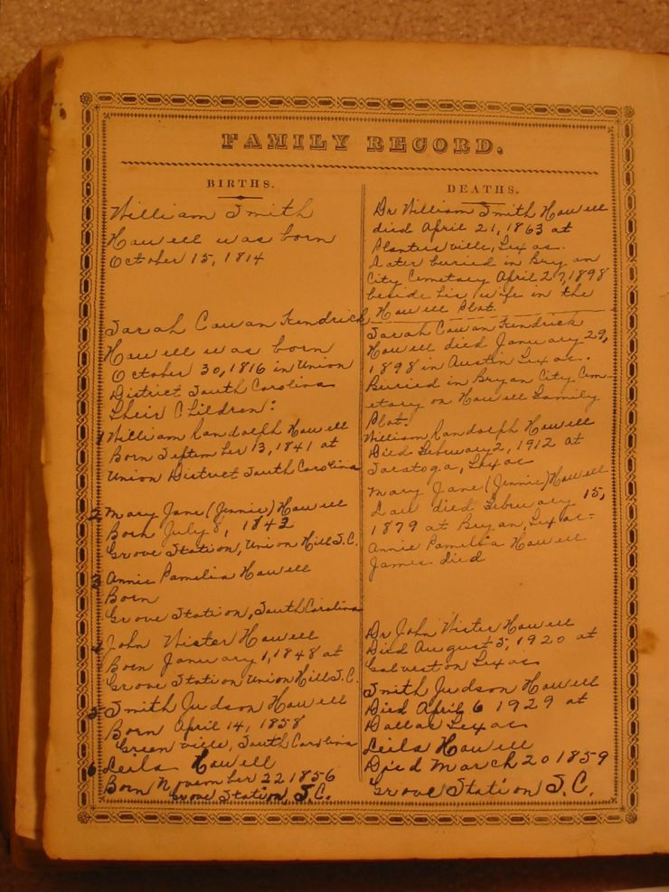 Howell Bible Births & Deaths