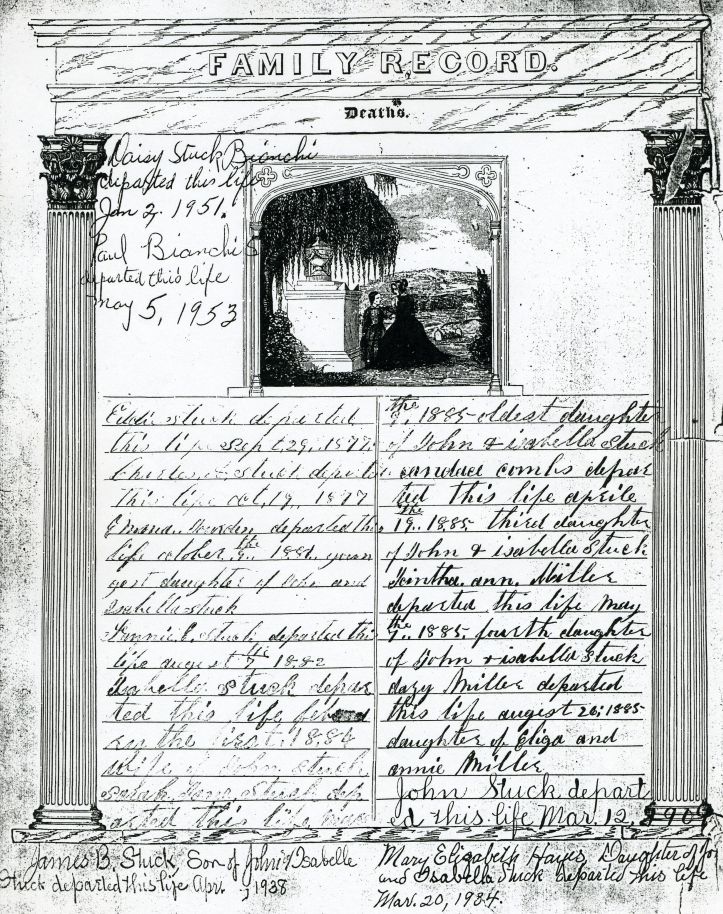 Stuck Family Bible Deaths