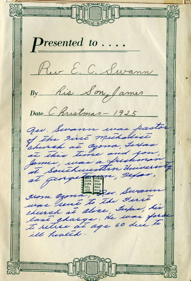 Texas Research Ramblers Bible Transcription Project: Swann Bible Title Page