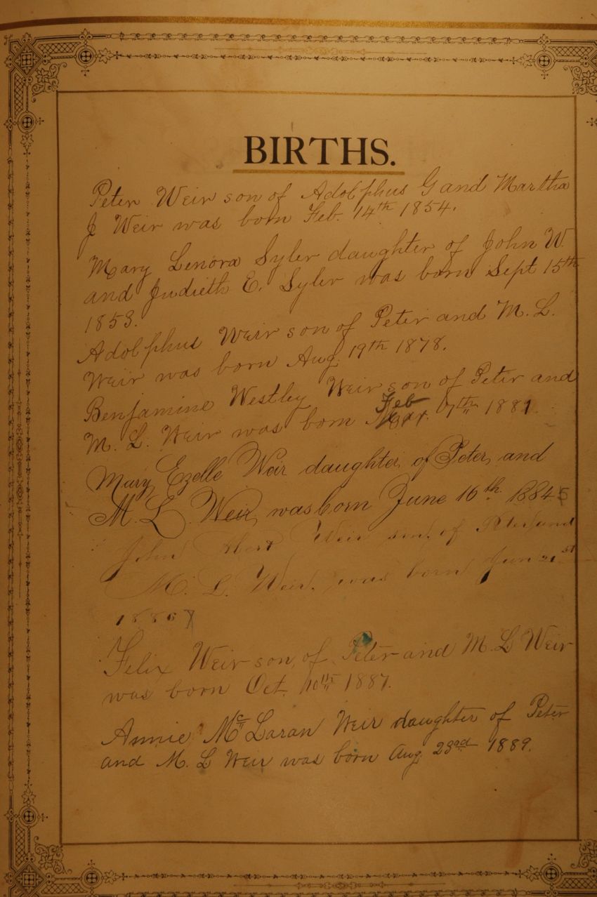 Weir Family Births 2
